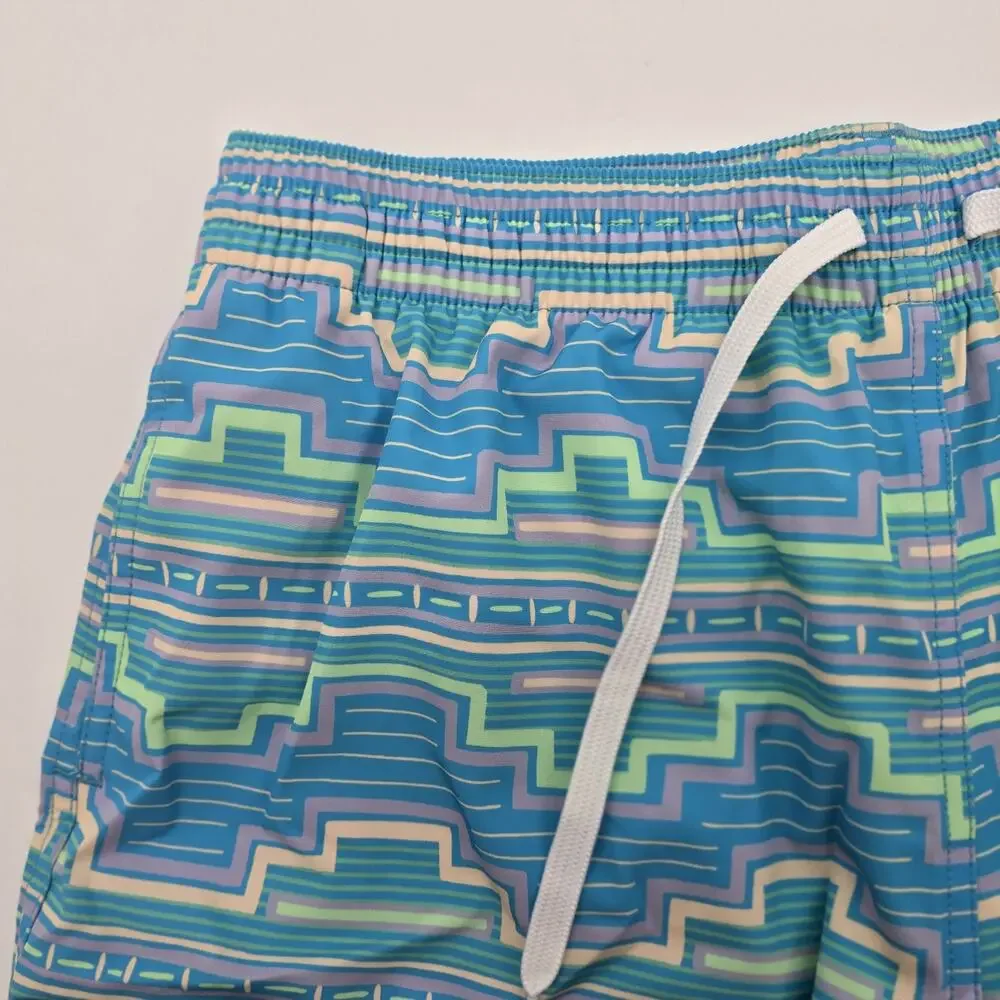 Chubbies Swim Trunks Mens Large 5.5 Inch Blue Aztec Shorts Boxer Liner